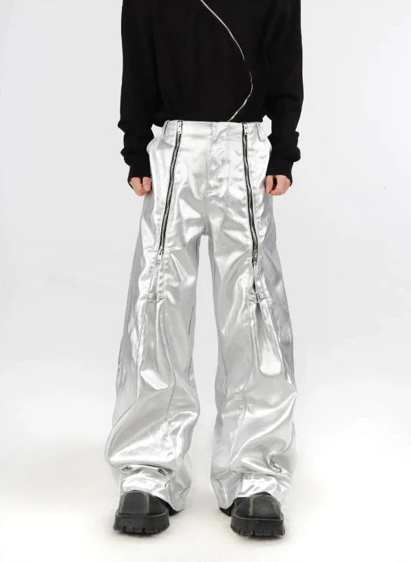 Cyberpunk SIlver Loose Pants Dark Tiger