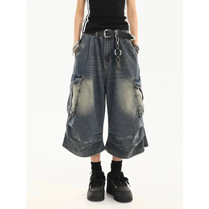 Vintage Denim Cargo Shorts Dark Tiger
