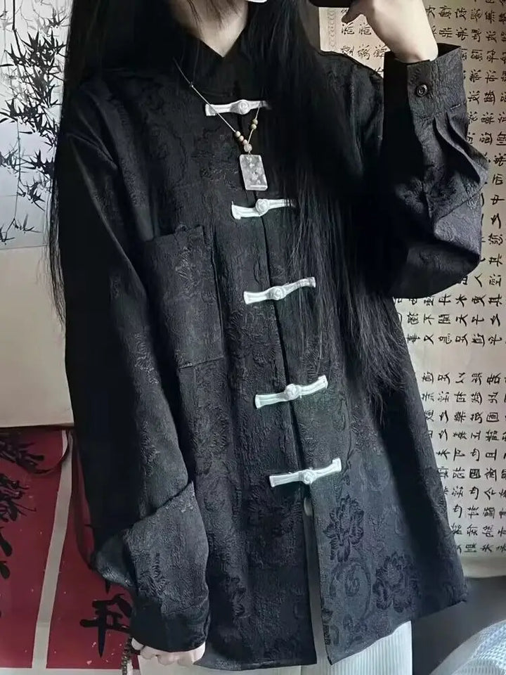 Vintage Chinese Style Shirt Dark Tiger