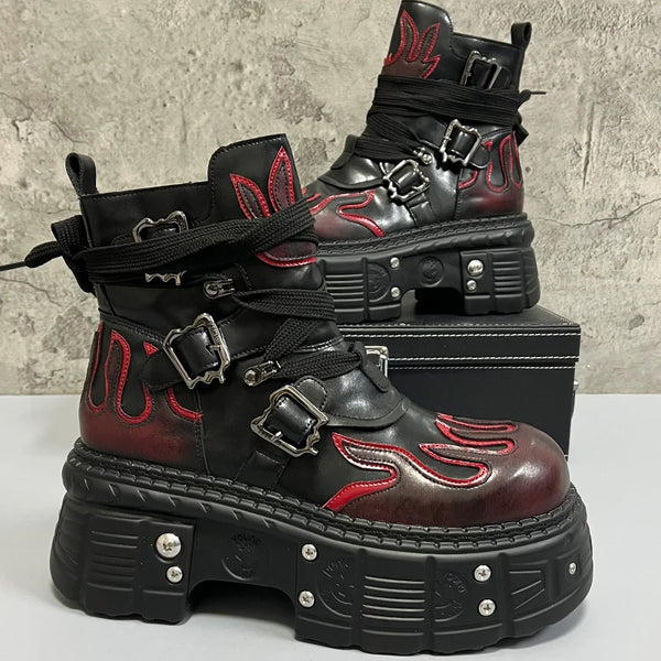 Punk Warm Platfrom Boots Dark Tiger