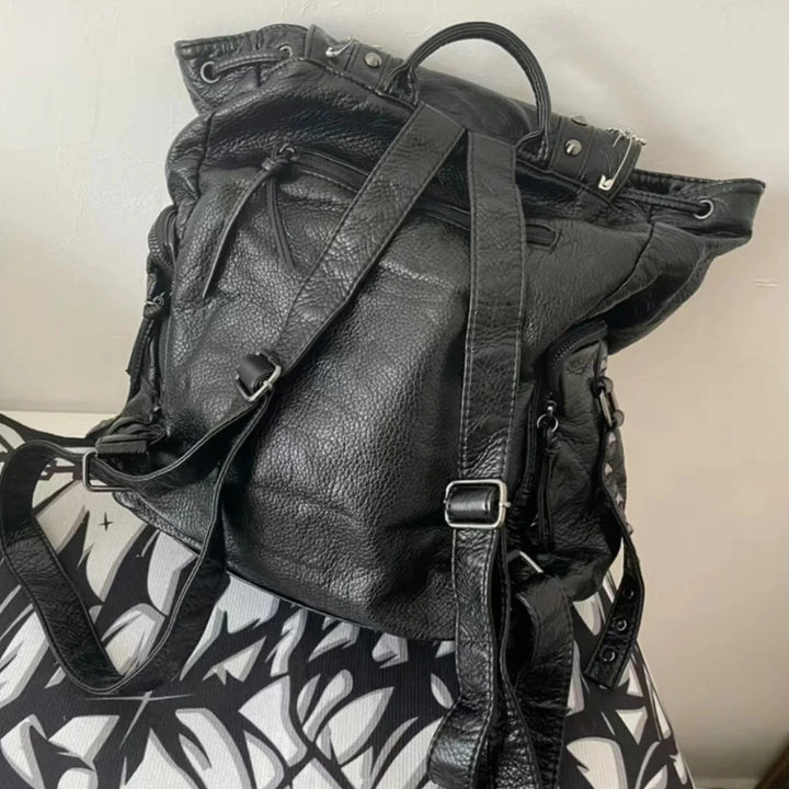 Gothic Leather Student Backpack Dark Tiger