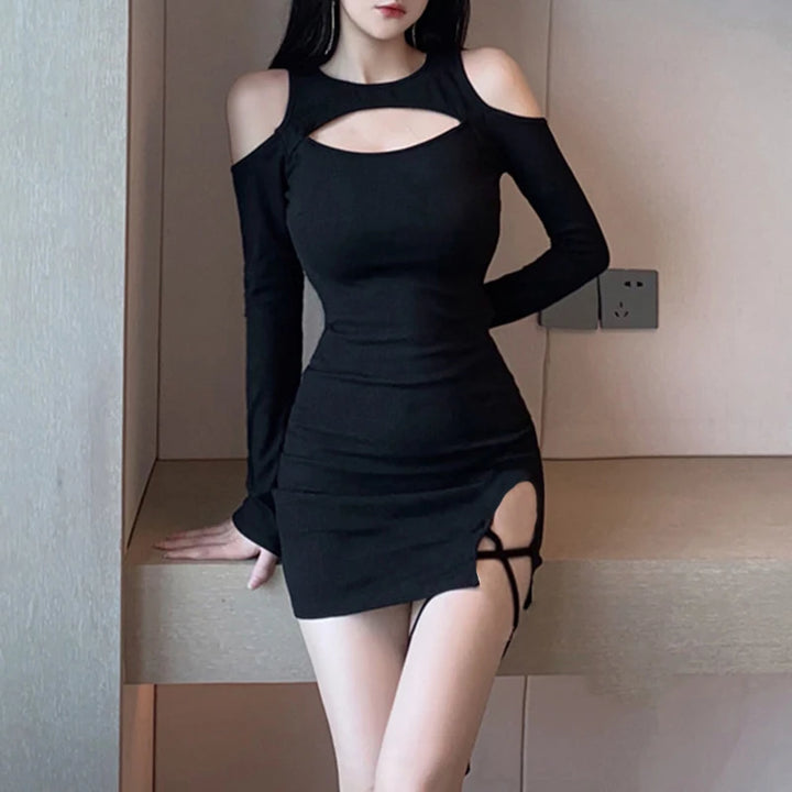 Korean Long Sleeve Mini Dress Dark Tiger