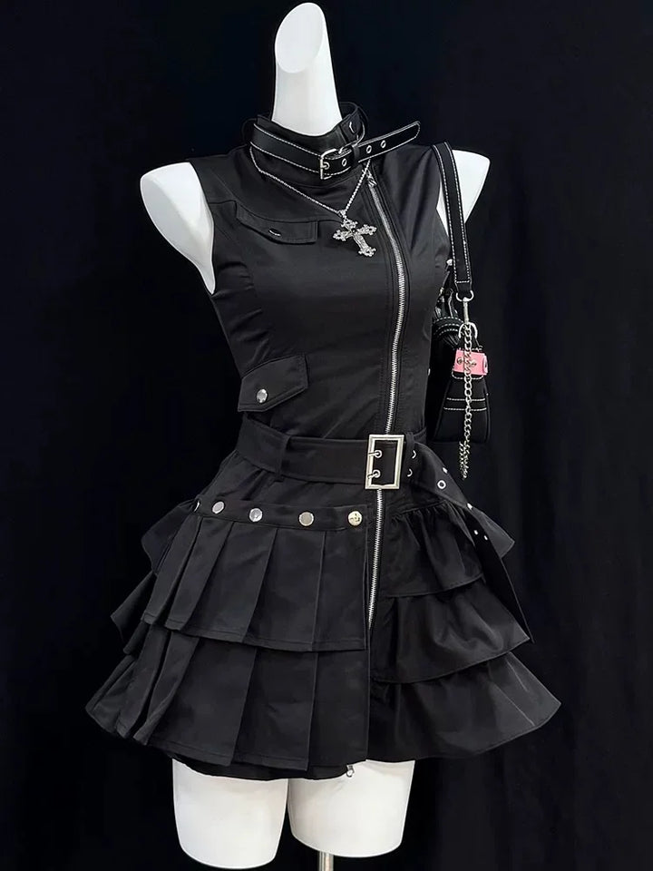 Vintage Gothic Sleeveless Dress Dark Tiger