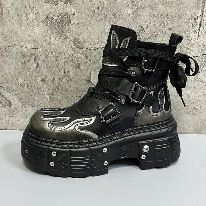 Punk Warm Platfrom Boots Dark Tiger