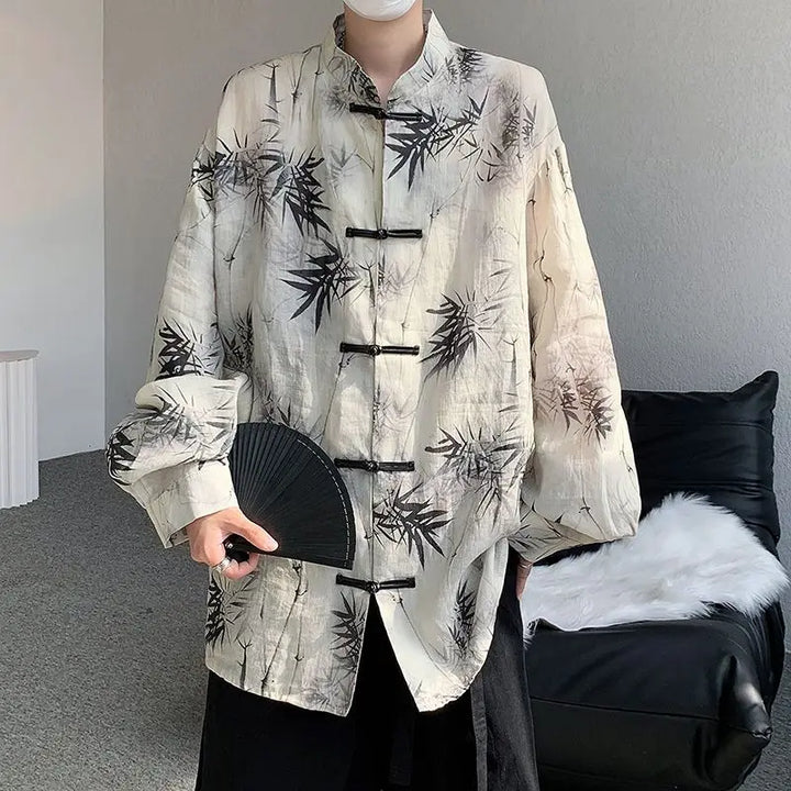 Chinese Style Oversized Shirt Dark Tiger