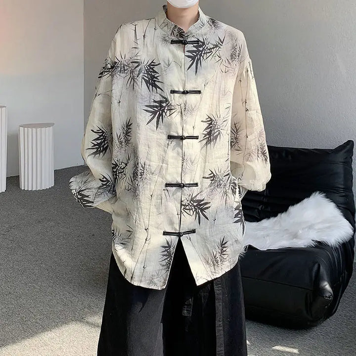 Chinese Style Oversized Shirt Dark Tiger