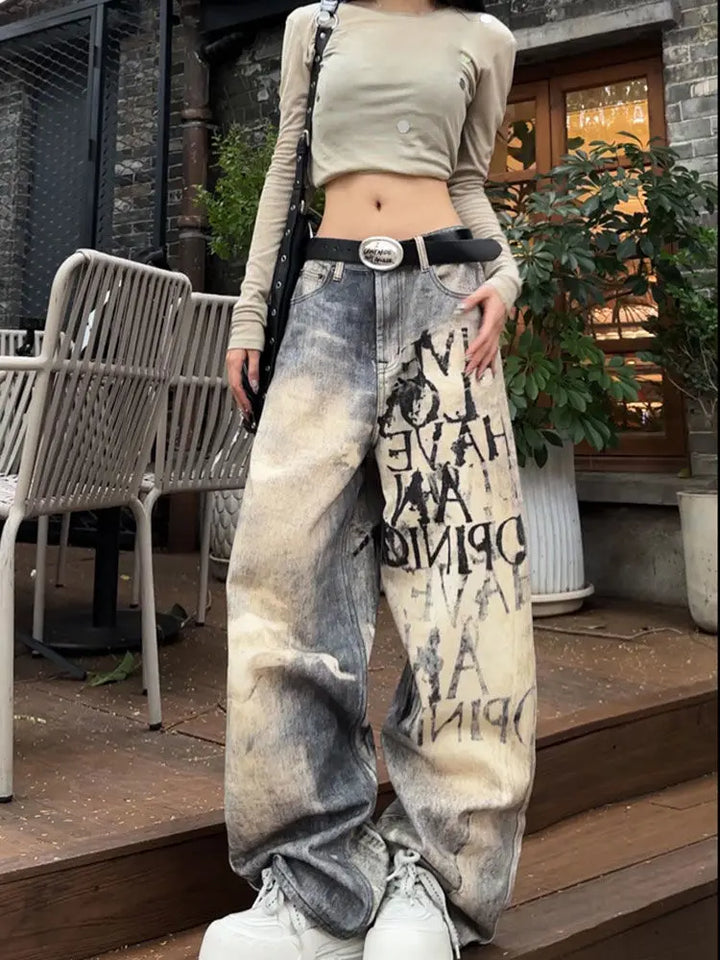 Y2K Washed Wide Pants Dark Tiger