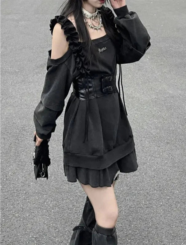 Gothic Harajuku Outfit Set - Dress & Leg Warmers Dark Tiger