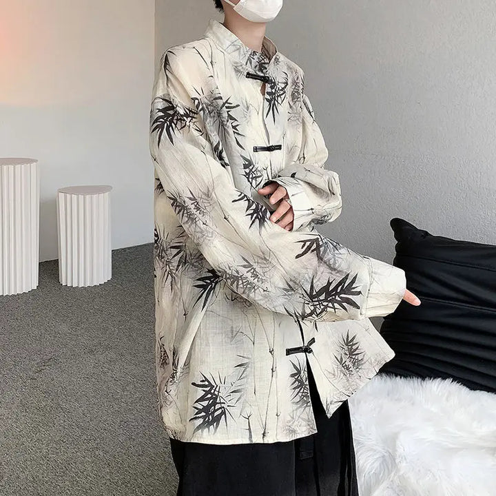 Chinese Style Oversized Shirt Dark Tiger