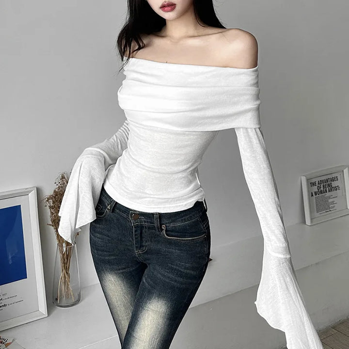 Dark Korean Off-Shoulder Longsleeve Shirt Dark Tiger