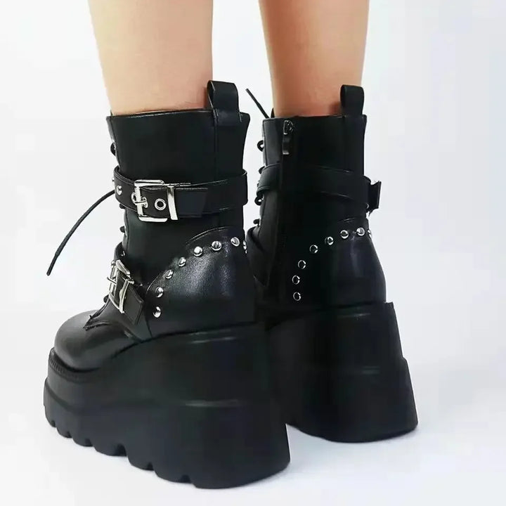 Dark Leather Ankle Boots Dark Tiger