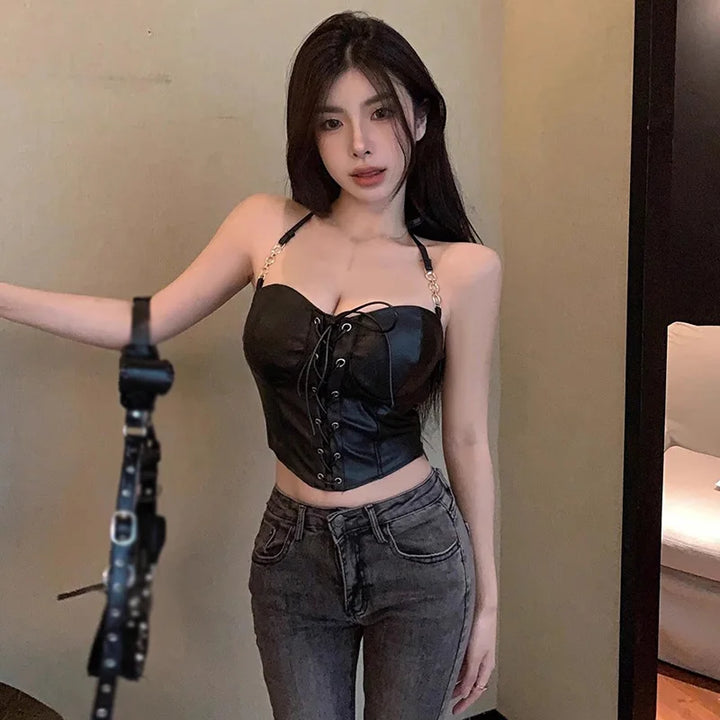 Dark Corset Style Tank Top Dark Tiger