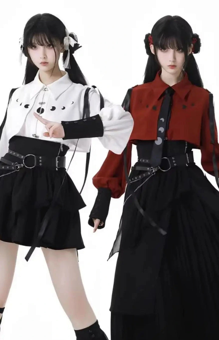 Vintage Outfit Set - Shirt & Skirt Dark Tiger