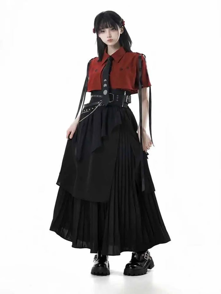 Vintage Outfit Set - Shirt & Skirt Dark Tiger