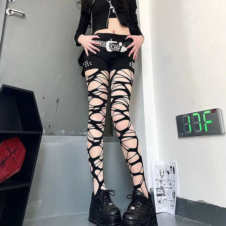 Punk Torn Stockings Dark Tiger