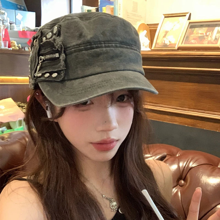 Y2K Washed Basball Cap Dark Tiger