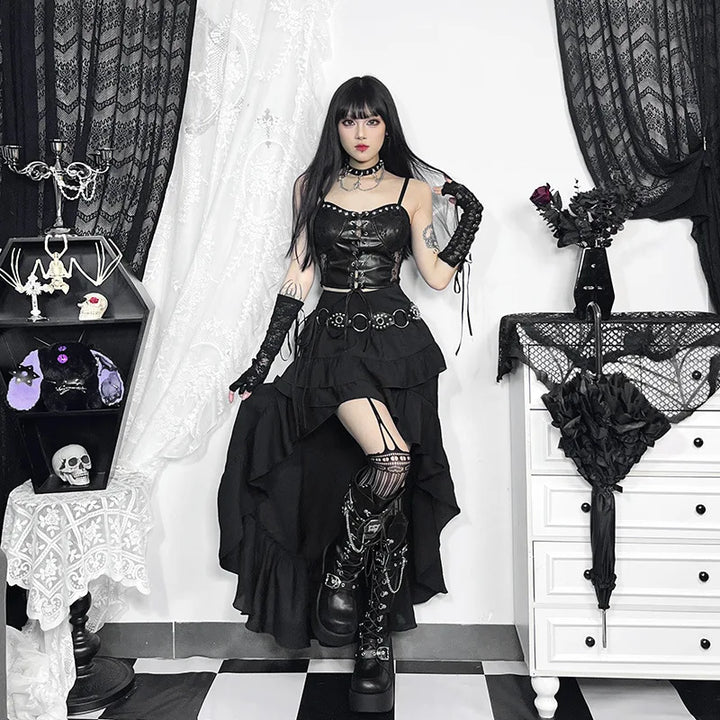 Dark Gothic Irregular Skirt Dark Tiger