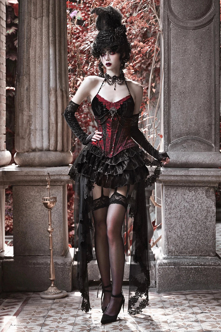 Velvet Gothic Outfit Set - Top, Skirt & Corset Dark Tiger