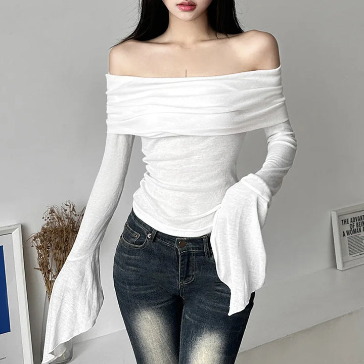 Dark Korean Off-Shoulder Longsleeve Shirt Dark Tiger
