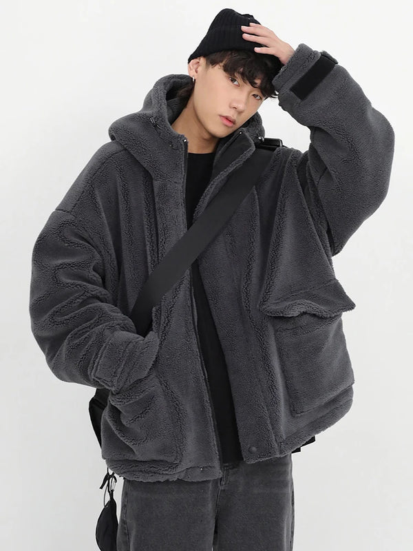 Oversized Hooded Sherpa Jacket Dark Tiger