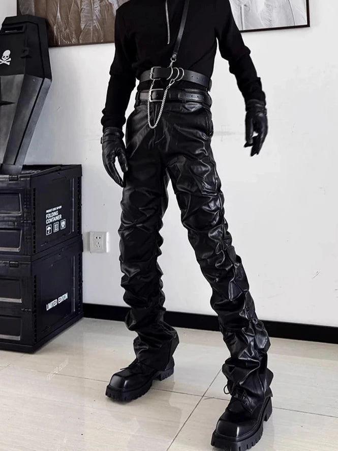 Cyberpunk Soft Leather Pants Dark Tiger