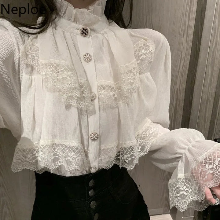 Korean Lace Chiffon Blouse Dark Tiger