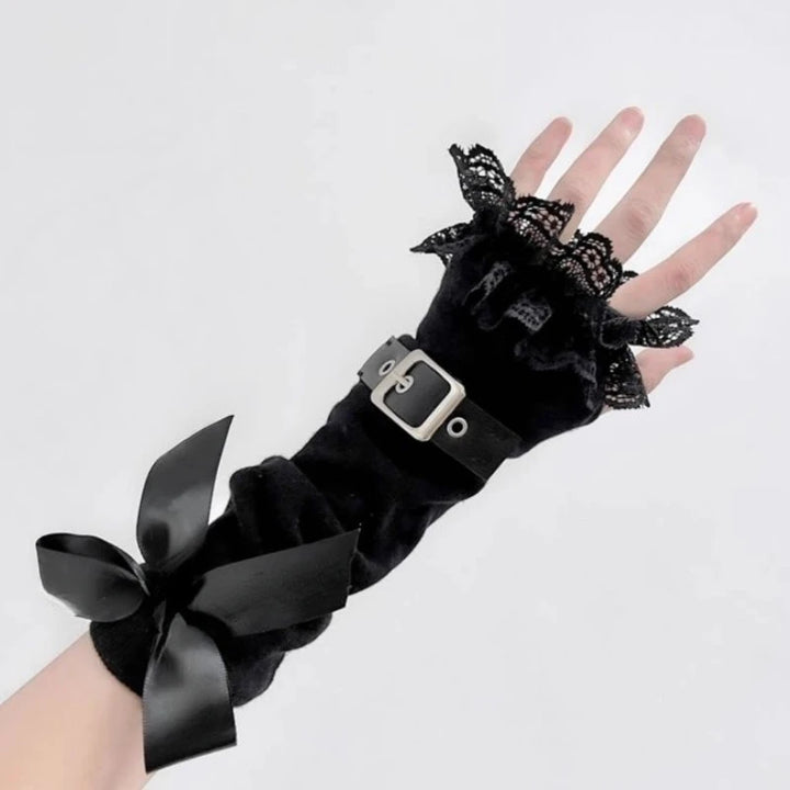 Gothic Grunge Patchwork Fingerless Arm Warmer Dark Tiger