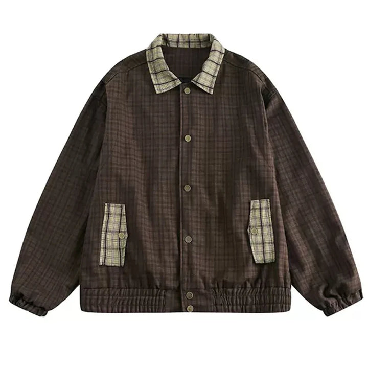 Japanese Oversized Vintage Plaid Jacket Dark Tiger