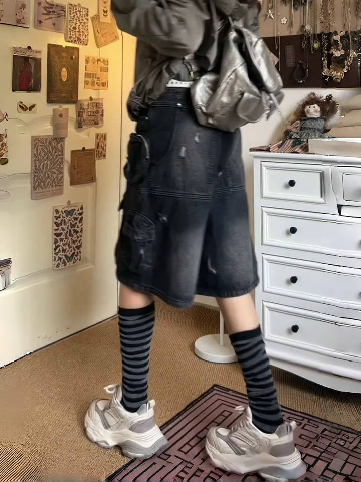 Dark Oversizied Washed Vintage Shorts Dark Tiger