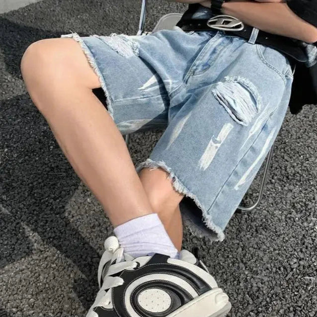 Dark Grunge Ripped Shorts Dark Tiger