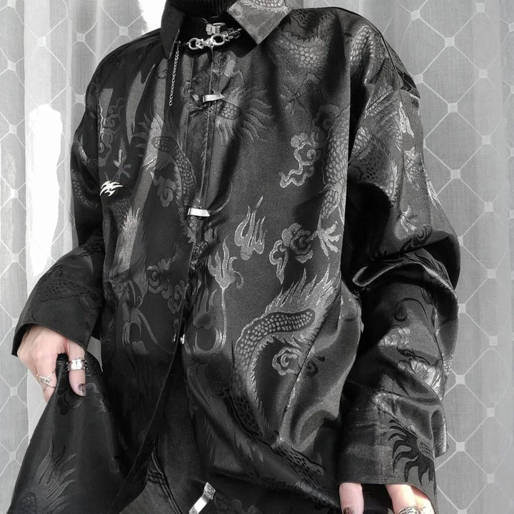 Chinese Vintage Dragon Style Shirt Dark Tiger