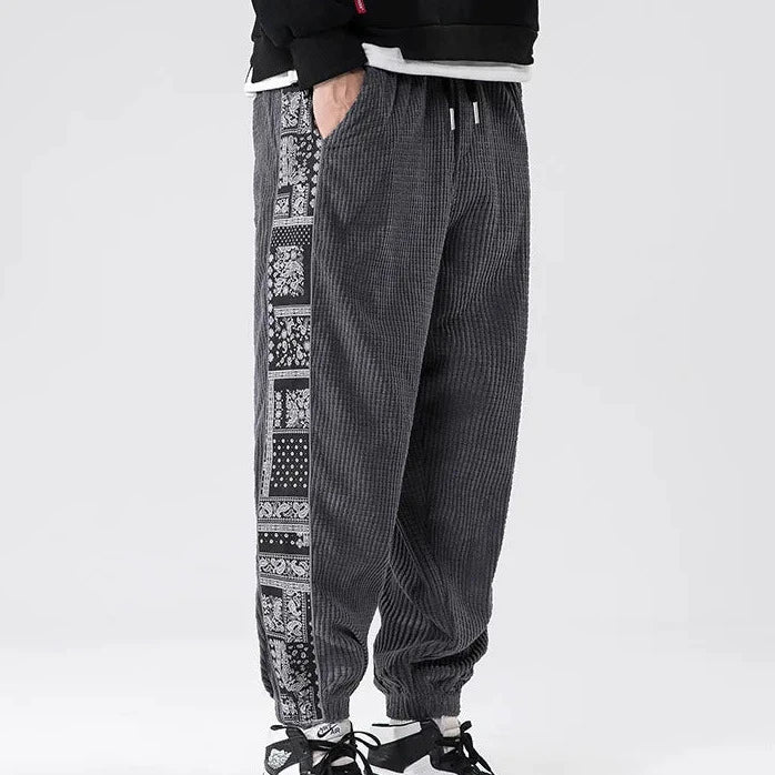 Chinese Style Corduroy Sweatpants Dark Tiger