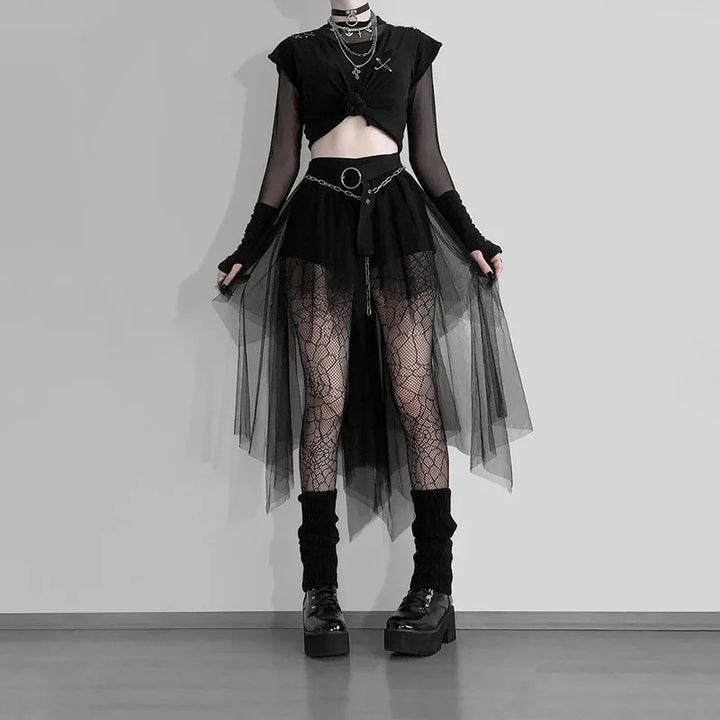 Gothic Style Irregular Skirt Dark Tiger