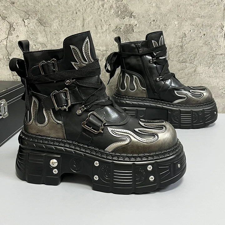 Punk Warm Platfrom Boots Dark Tiger