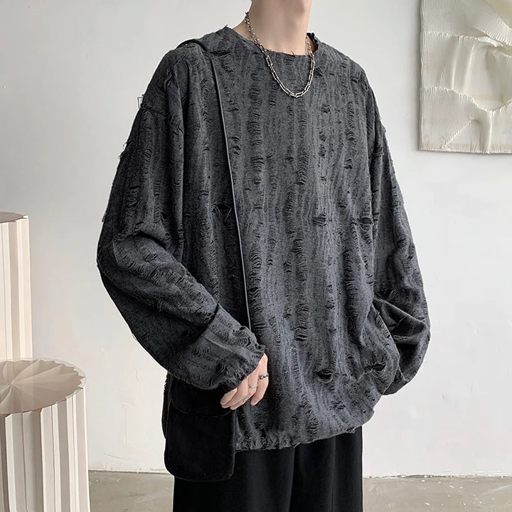 Korean Distressed Oversized Pullover Dark Tiger