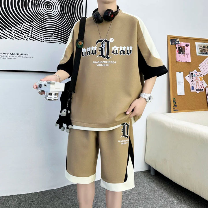 Korean Sports Outfit Set - T-Shirt & Shorts Dark Tiger