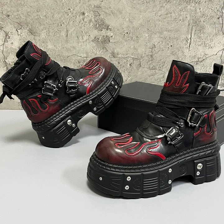 Punk Warm Platfrom Boots Dark Tiger