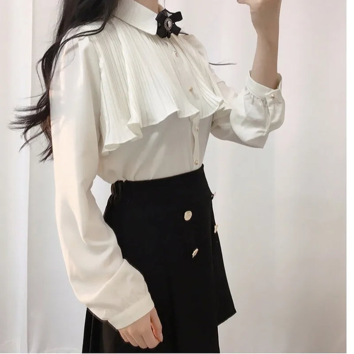 Korean Retro Preppy Blouse Dark Tiger