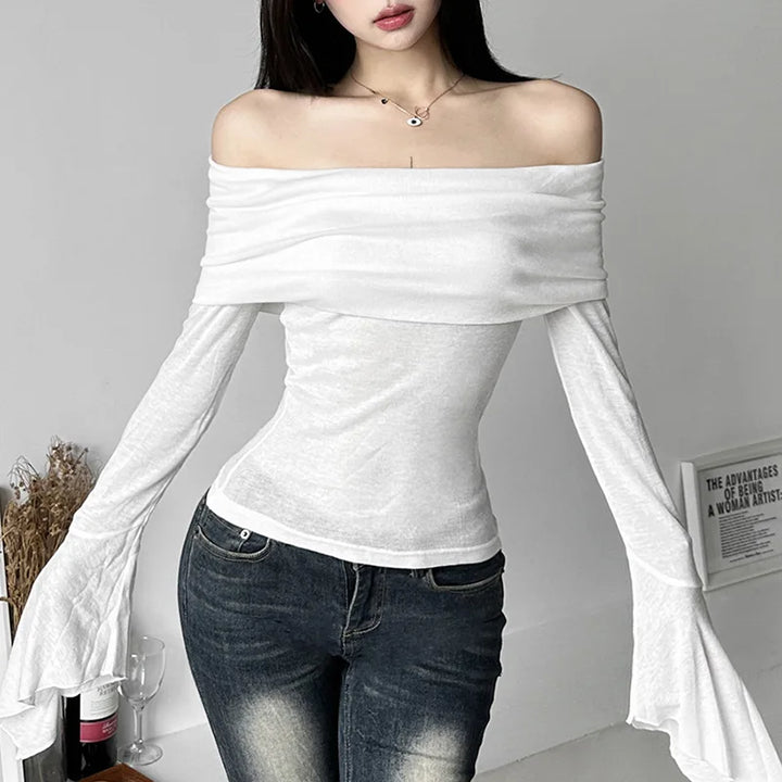 Dark Korean Off-Shoulder Longsleeve Shirt Dark Tiger