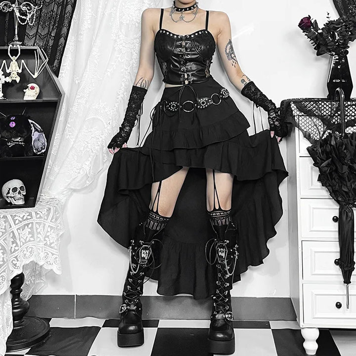 Dark Gothic Irregular Skirt Dark Tiger