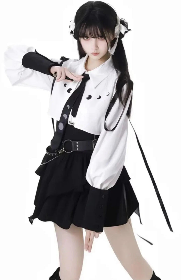 Vintage Outfit Set - Shirt & Skirt Dark Tiger