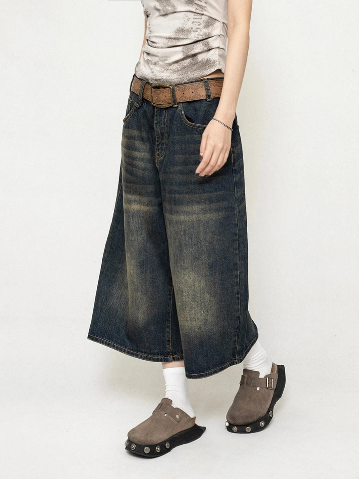 Dark Y2K Style Denim Shorts Dark Tiger
