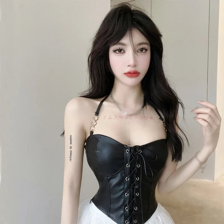 Dark Corset Style Tank Top Dark Tiger