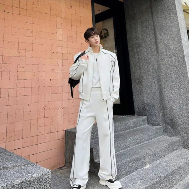 Korean Sports Outfit Set - Track Jacket & Loose Pants Dark Tiger