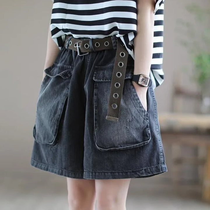 Korean Oversized Denim Shorts Dark Tiger