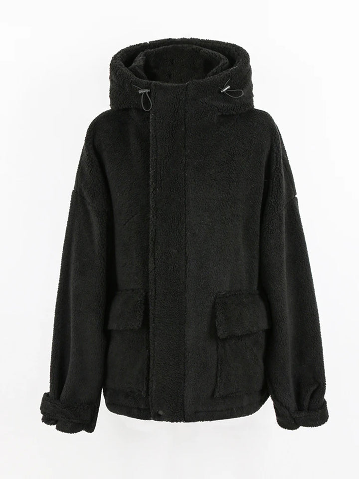 Oversized Hooded Sherpa Jacket Dark Tiger