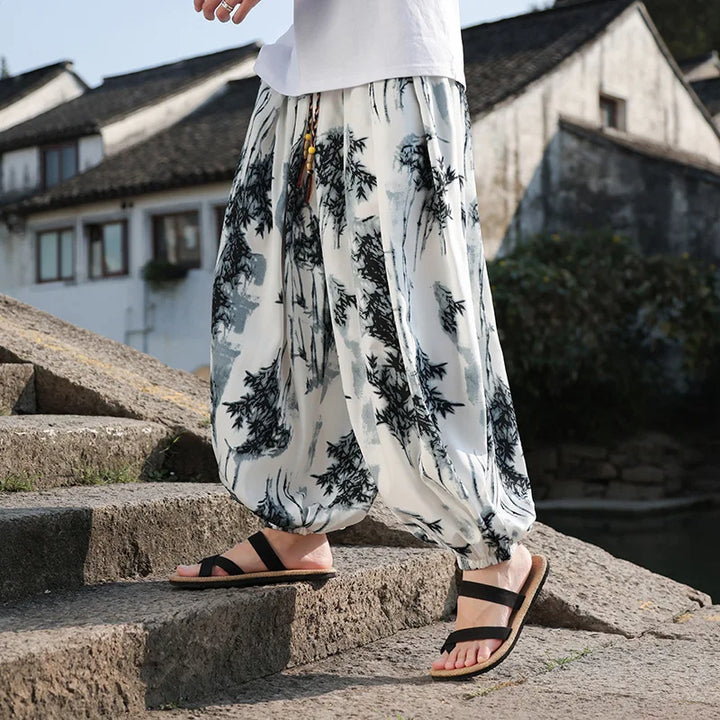 Printed Loose Harem Pants Dark Tiger