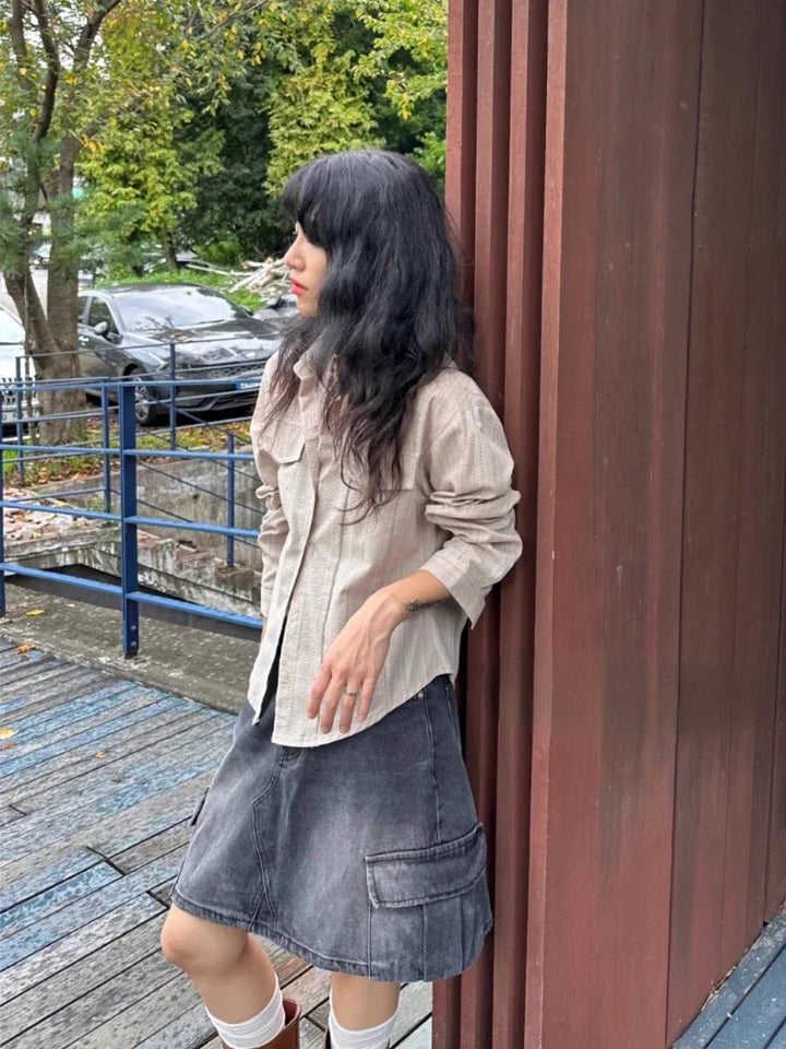 Korean Y2K Striped Shirt Dark Tiger