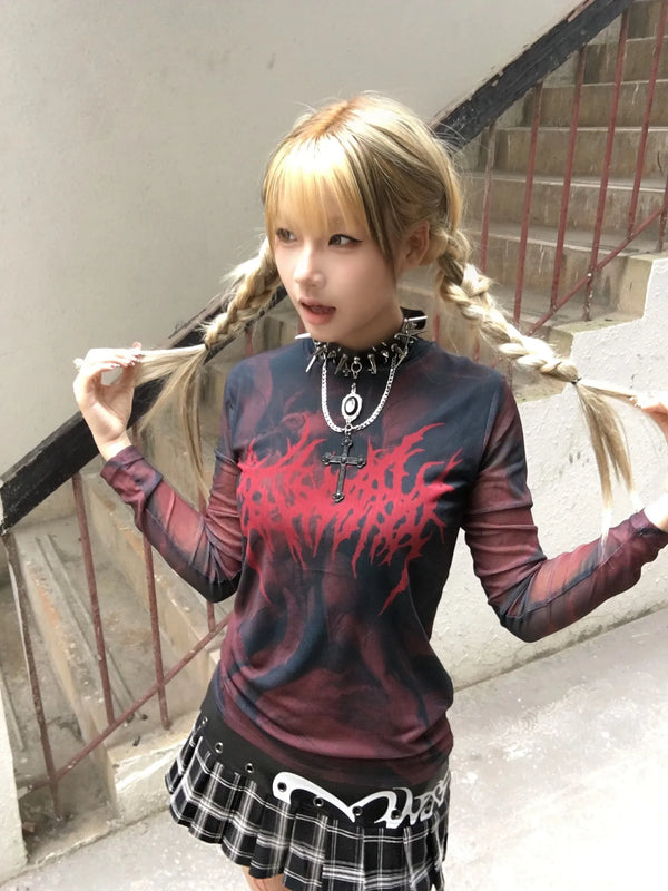Gothic Vintage Longsleeve Shirt Dark Tiger