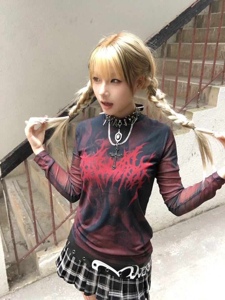Gothic Vintage Longsleeve Shirt Dark Tiger